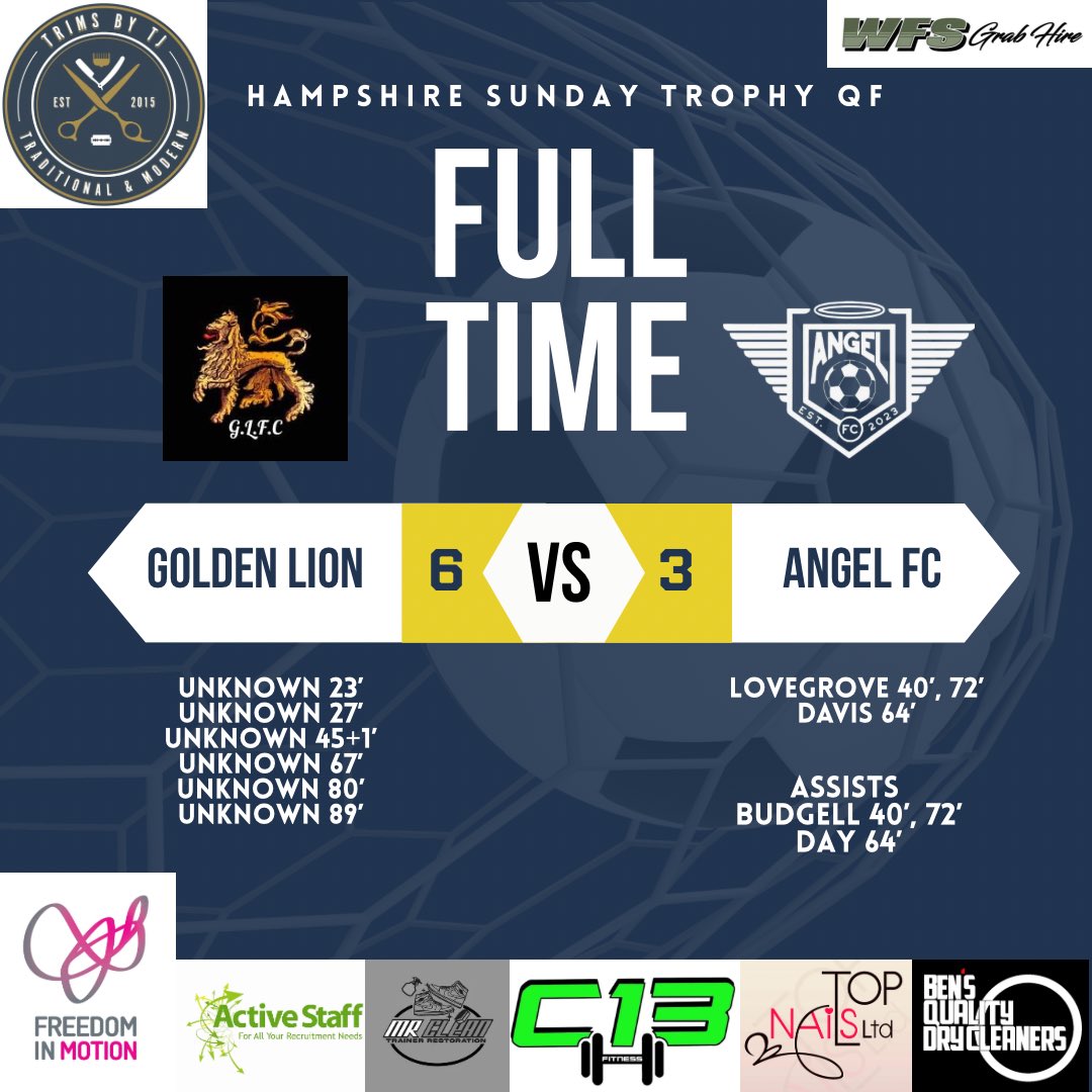 Trims By TJ &amp; Others Sponsored Angel FC in their unfortunate exit of the Hampshire Trophy this morning away from home to Golden Lion - Good game lads and all the best for the rest of the season. We must bounce back and be better next week 🫱🏾‍🫲🏽🪽 #Angel #Angel #AngelFC 🪽💙