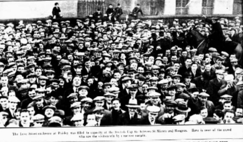 90 years ago today
22 Feb 1936
St Mirren 1-2 Rangers
Scottish Cup 3rd round
Attendance 43,308

Photo of crowds at Love Street before the game 

There was a tram car crash on Causeyside Street before the game, injuring 30 people, mainly fans going the game