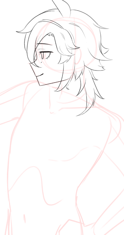 adding details like the collarbones and pelvis to the sketch knowing they'll be covered up by clothings