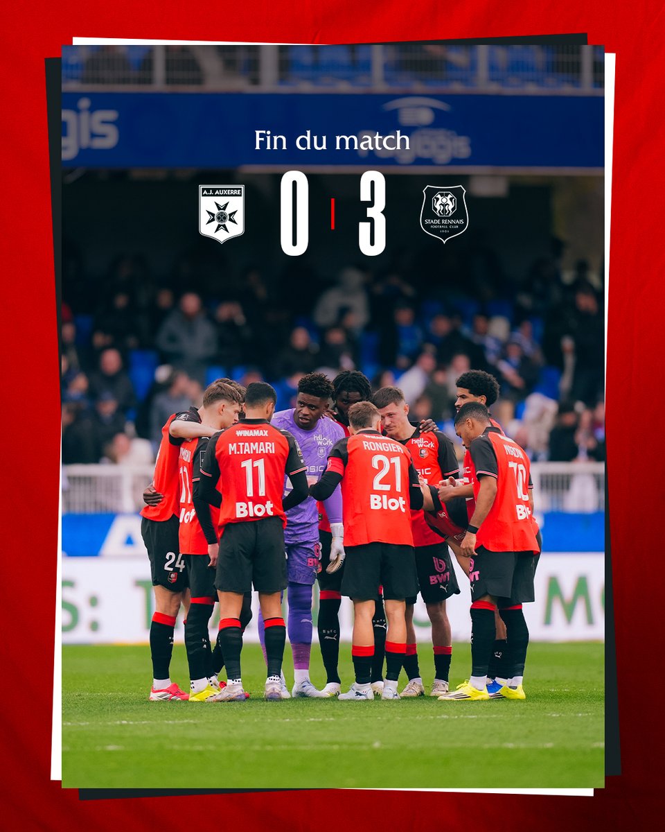 𝐕𝐈𝐂𝐓𝐎𝐈𝐑𝐄 🔴⚫️

Sans briller dans cette deuxième période, le SRFC est parvenu à maintenir le score et repart de Bourgogne avec les 3 points 👏

#AJASRFC 0-3