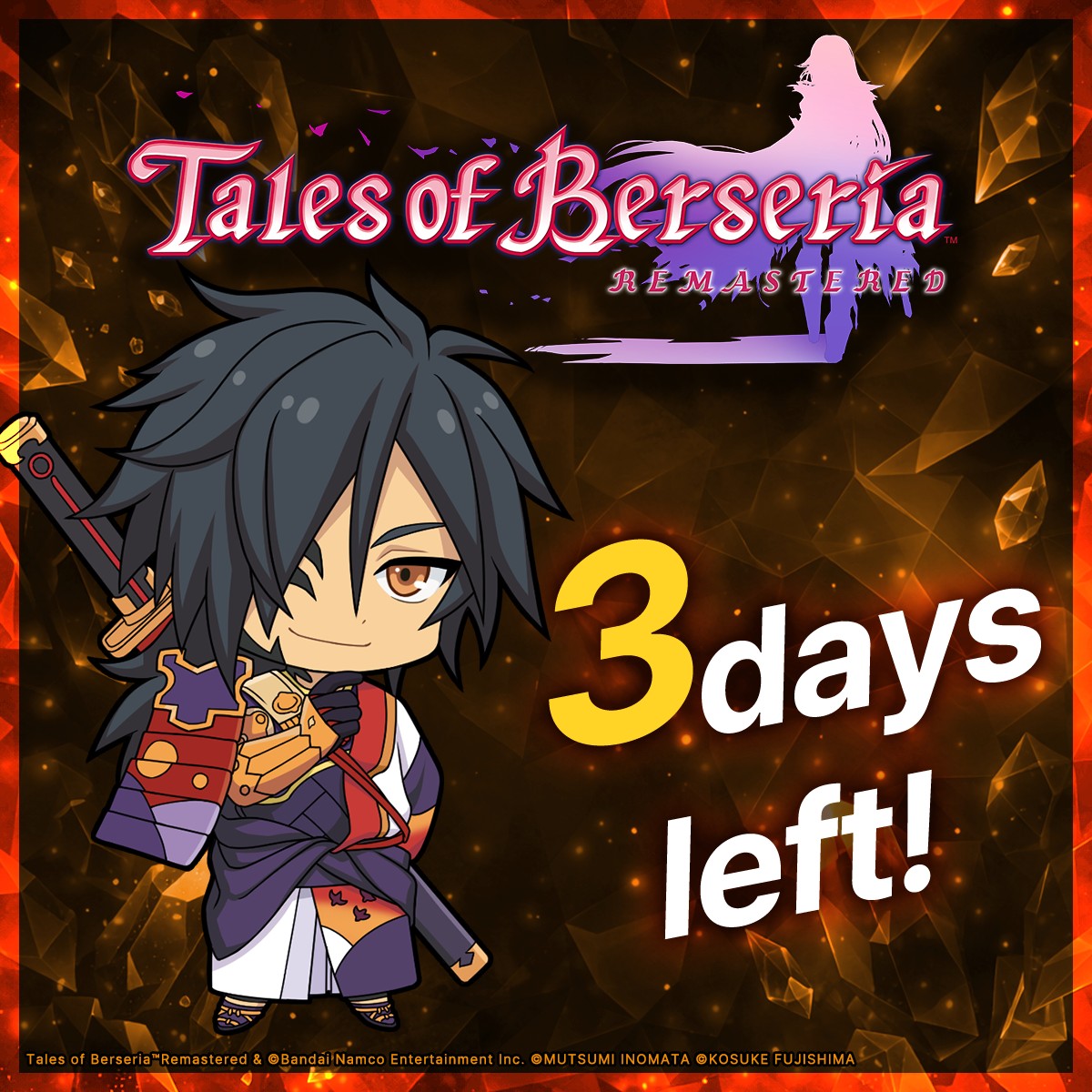 BandaiNamcoSEA's tweet image. ⚔️ 3 days left until the launch of Tales of Berseria Remastered!

Pre-order Now🔽
Nintendo Switch™: bit.ly/ToBR-NSW
PlayStation®5: bit.ly/TOBR-PS
Xbox Series X|S: bit.ly/TOBR-Xbox
STEAM®: bit.ly/TOBR-Steam

#TalesofBerseria #Remastered