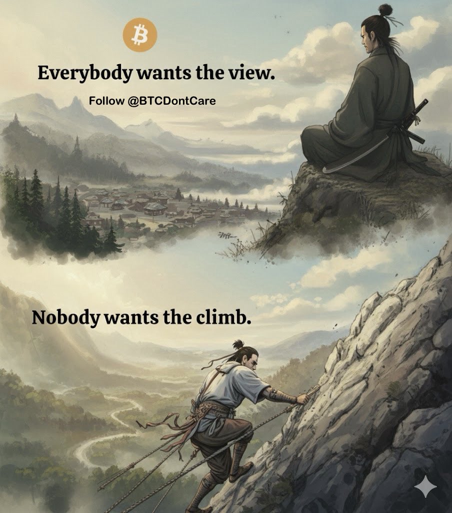 Everybody wants the view. 

Nobody wants the climb. 

#Bitcoin | $BTC
