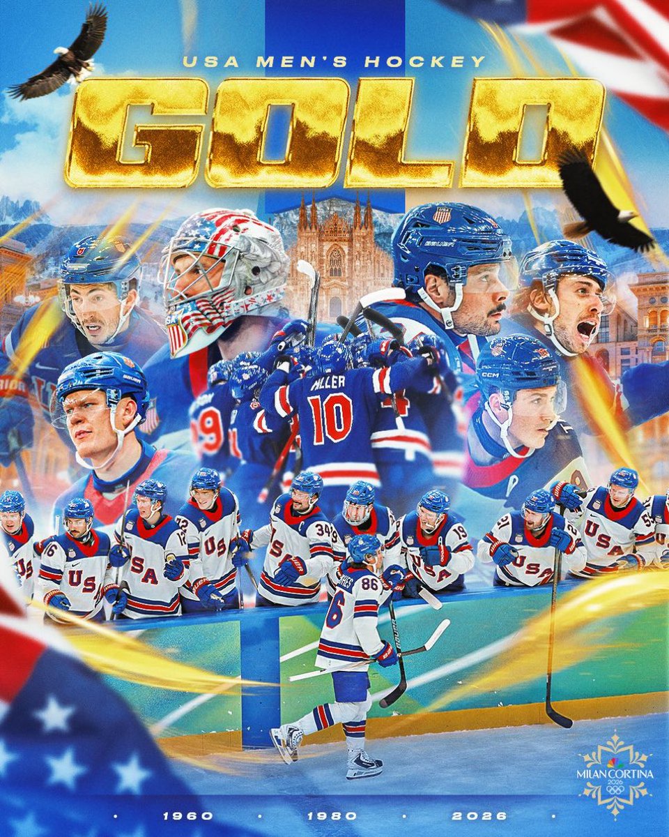 JeffDLowe's tweet photo. #GOLD🥇 FOR #TEAMUSA🇺🇸!

FOR THE FIRST TIME IN 46 YEARS THE UNITED STATES OF AMERICAN HAS WON THE GOLD MEDAL IN MEN’S ICE HOCKEY.

PLAY FREE BIRD. 

PLAY THE STAR SPANGLED BANNER.

RAISE THE FLAG IN ITALY. 

UNBELIEVABLE. https://t.co/ZsdcaUv09M