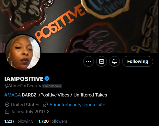 🇺🇸🇺🇸 Giving a shout to one of my newer friends. Check her and make a new friend.  <a href="/AtimeForBeauty/">IAMPOSITIVE</a> 🇺🇸🇺🇸