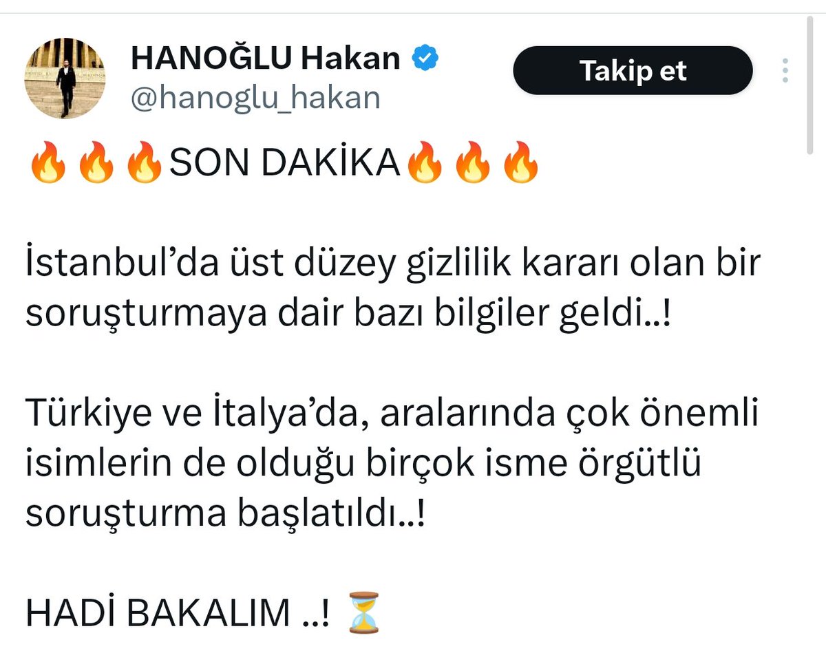 Bu şahıs kimdir mesela üst düzey gizlilik kararı olduğunu iddia ettiği haberin bilgisinin kendine geldiğini iddia ediyor?

Bu haber doğru mudur? Doğruysa bu haber bu kişiye nasıl gidiyor.

Doğru değilse dezenformasyon değil midir bu? <a href="/istanbulCBS/">İstanbul Cumhuriyet Başsavcılığı</a>