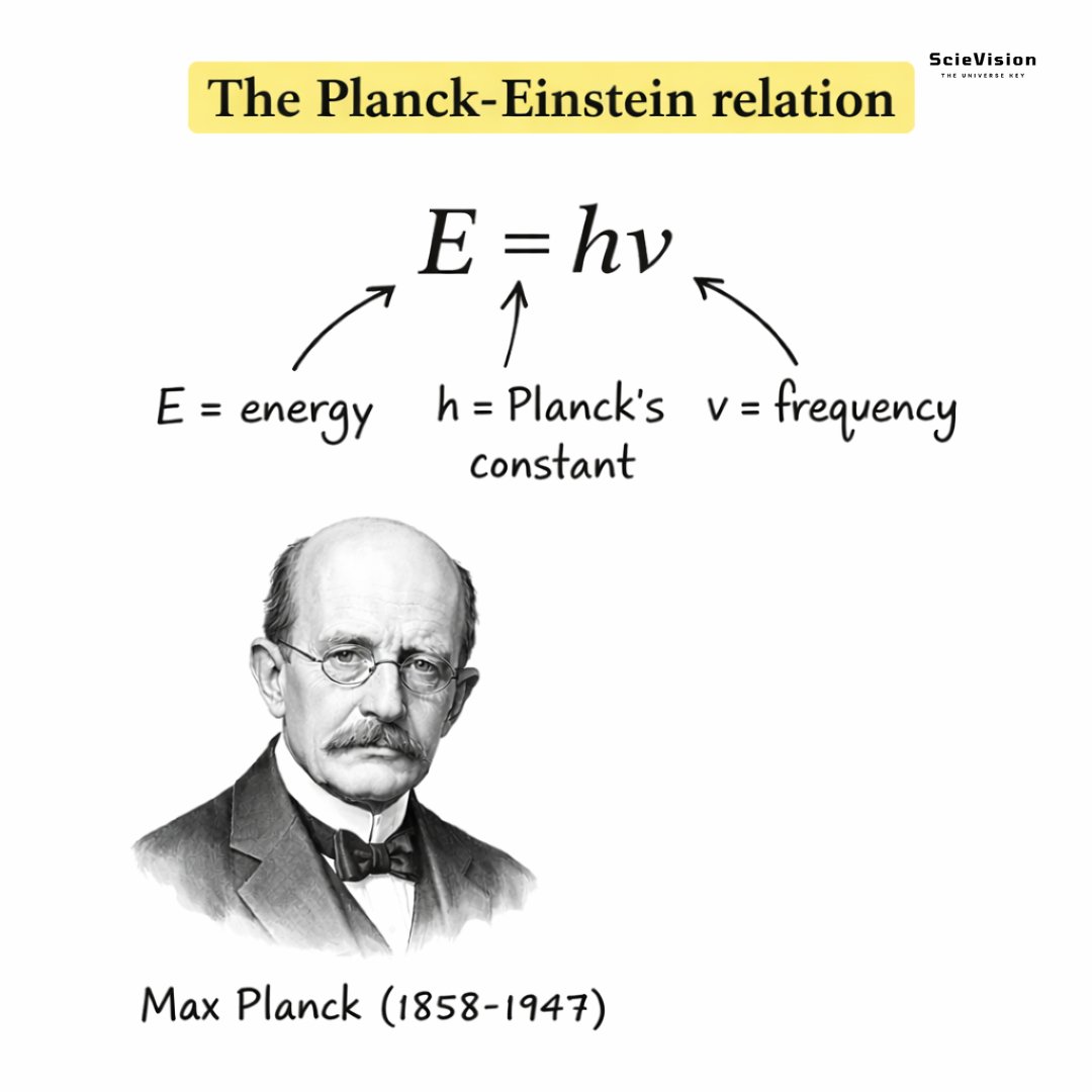 The Planck-Einstein relation ✍️

This equation changed how we understand light. It showed that energy is not a constant flow. Instead, it comes in separate packets. The energy of these packets depends entirely on the light's frequency, or its "color," rather than its brightness.