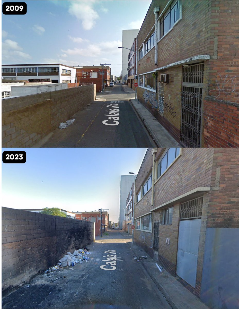 Different street, same pattern.

Calais Rd, Durban, South Africa.
2009 - 2023