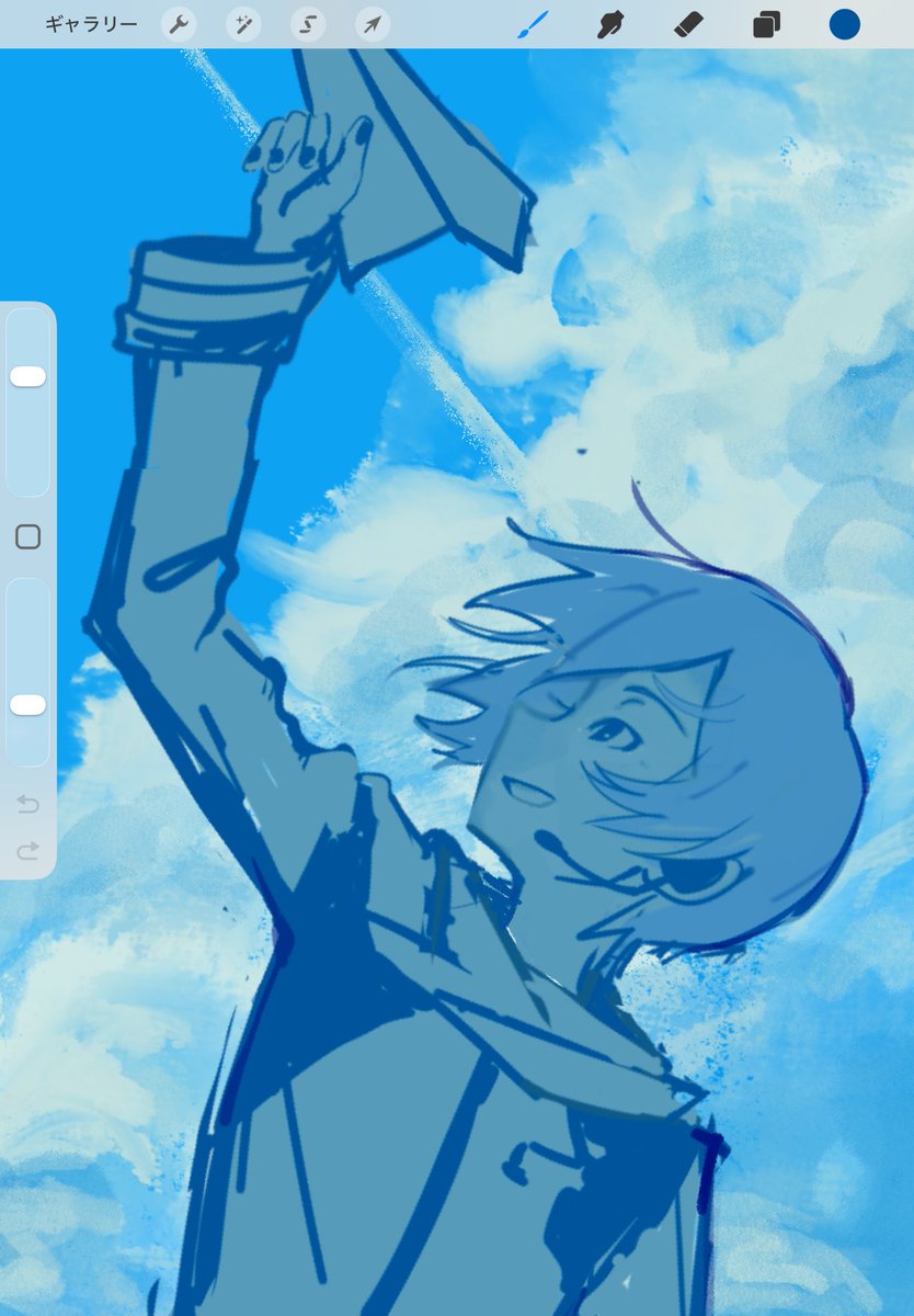 誕生日絵で青空背景描いてから完全に青空×KAITOにハマっている