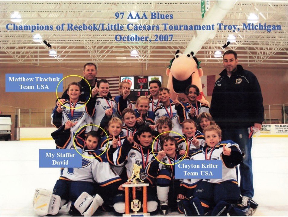 And a special shoutout to our St. Louis Olympians, Matthew Tkachuk, Brady Tkachuk, and Clayton Keller. 

A staff member of mine got to play with them growing up!