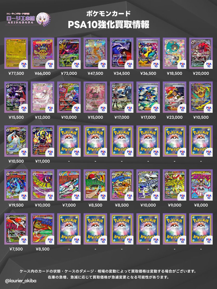2/23(月)ポケカ強化買取表①📣 🟣ローリエ本舗 AKIHABARA店🟣 『MEGA