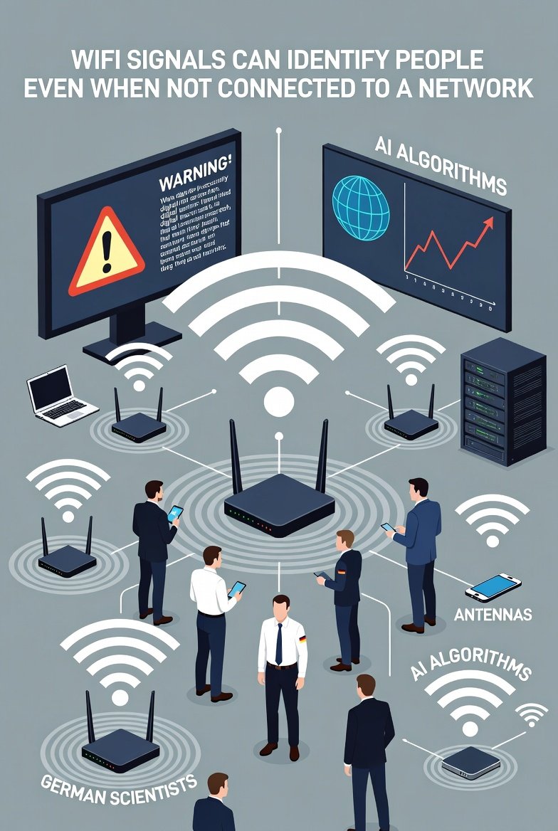 🌐🇩🇪🇪🇺❓‼️WiFi signals can identify people even without a network connection – German scientists warn.

Scientists from the Karlsruhe Institute of Technology (KIT) in Germany have shown that regular WiFi networks can be used to identify specific people based on passive recording