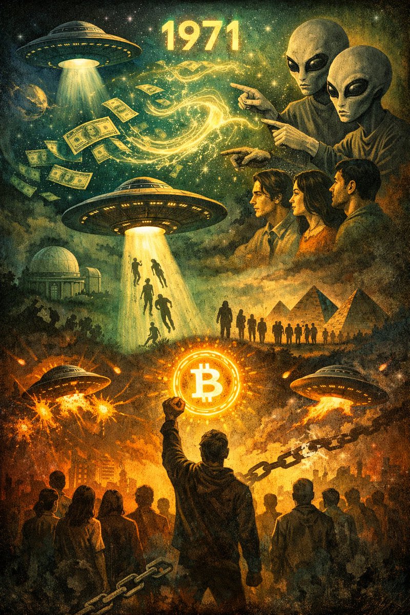 Os extraterrestres já fizeram contato. Chegaram em 1971, ensinaram a transformar dinheiro em "vibração" e desde então, seu trabalho vem sendo silenciosamente corroído, você recebe em uma moeda que perde poder de compra enquanto sua energia é sugada ao longo do tempo.
O #Bitcoin é