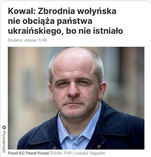 JkmMikke's tweet photo. Tak!! Państwa są różne: Republika Weimarska - III Rzesza - NRD - RFN...  Obecna Republika Ukraińska mogłaby być  (nie jest!) milutka. Ale obywatelami tej republiki są Ukraińcy: ludzie nienawidzący Lacha, Żyda i Moskala i gotowi ich rżnąć na wezwanie. I to jest ZNACZNIE trwalsze! 
Ukraina powstała (co jest typowe) jako państwo nacjonalistyczne. Potem przyszedł p.Wiktor Janukowycz,  który zakazał kultu Stefana Bandery i mógł z tej okazji, jak robią to Francuzi, zmienić nazwę na II Republika. A potem p.Wiktor Jùszczenko który przywrócił kult Bandery i mógłby zmienić nazwę państwa na III Republika. Państwo można zmienić łatwo. Natomiast zmiana natury rezuna, mordującego Lachów i nadal gotowego mordować, jest trudna. 
Podobnie zresztą jak zmiana natury Polaka-żebraka, który - czy to za PRLu, czy za III Republiki - domaga się "świadczeń socjalnych". 
Tak, że WCzc.Paweł Kowal ma rację: obecne państwo ukraińskie nie odpowiada za rzeź wołyńską. Natomiast ma obywateli dumnych z tradycyj Chmielnickiego, Honty, Żeleźniaka i Bandery. I choćby wrócił p.Janukowycz i tego zakazał, to nic nie da; być może nawet tym gorliwiej by tych swoich bohaterów czcili potajemnie. 
Ja się nie boję OBECNEGO państwa ukraińskiego. Ja się boję Ukraińców. Którzy mogą zmienić obecne państwo ukraińskie tak, jak Niemcy zmienili Republikę Weimarską na III Rzeszę.