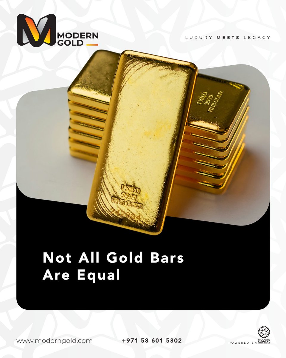 moderngold_uae's tweet photo. Cast or minted, the choice reflects intent ⚖️
Not all gold bars are the same and that’s by design.
Both are 24K gold. The difference is purpose, not performance.
Explore gold bars at modern gold. Head to the website now.
#GoldBars #ModernGold https://t.co/l5DD0vLLdU