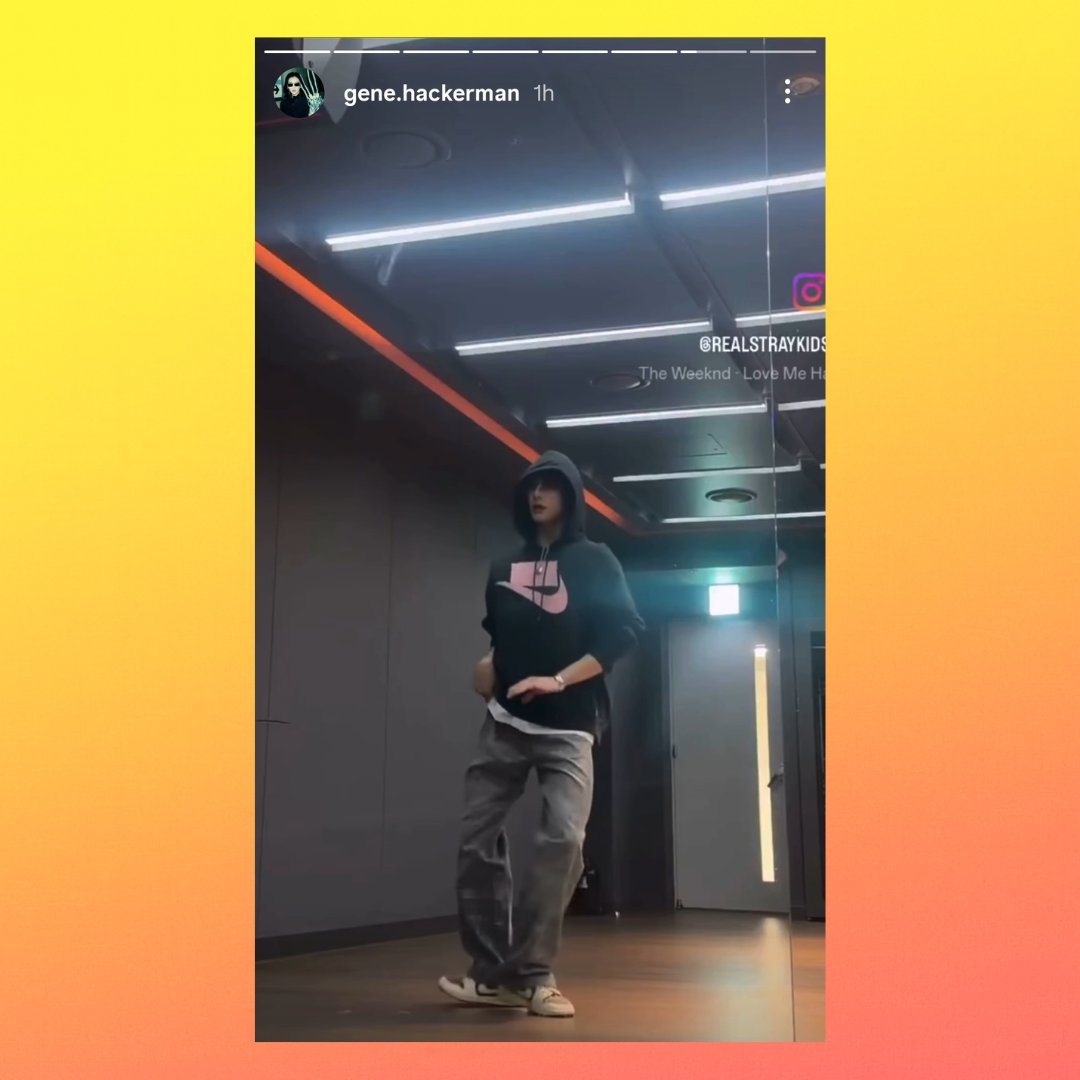 The Weeknd downloads Hyunjin’s dance challenge to his song “Love Me Harder” with Ariana Grande and posts it on his Instagram story.