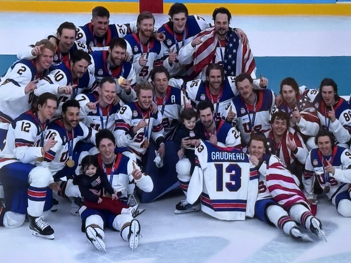Priceless. Olympic champion USA Hockey includes Johnny Gaudreau’s young children.