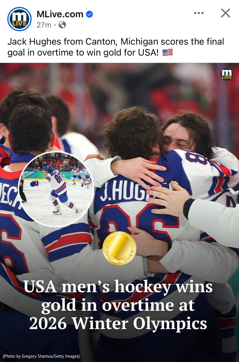 Congratulations <a href="/usahockey/">USA Hockey</a> on your amazing win against Canada! AND Michigander Jack Hughes from Canton on scoring the winning goal! 

🇺🇸🇺🇸🇺🇸