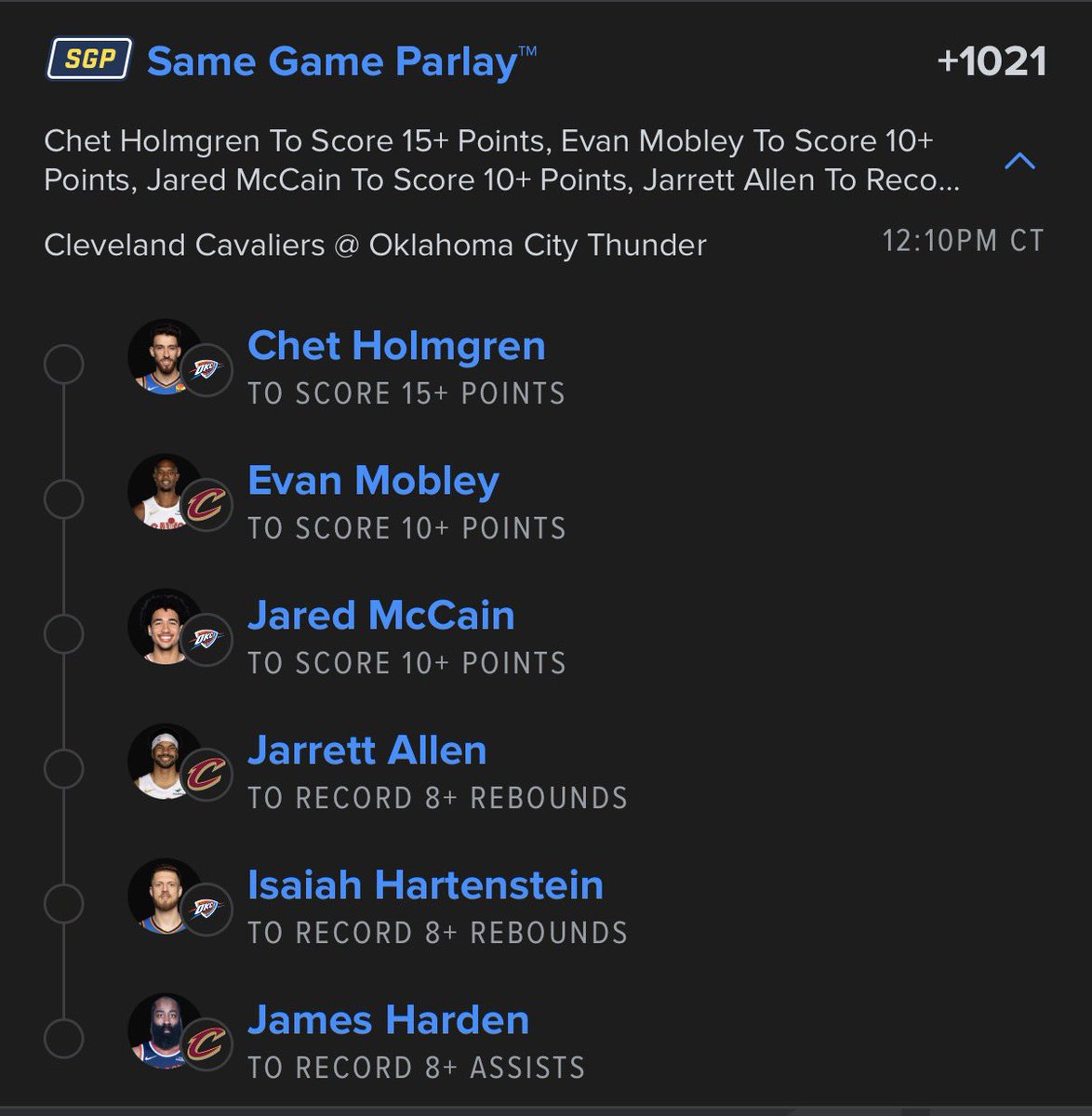 CAVS/OKC 🏀 

+1021 🍀 

#GamblingX #NBA