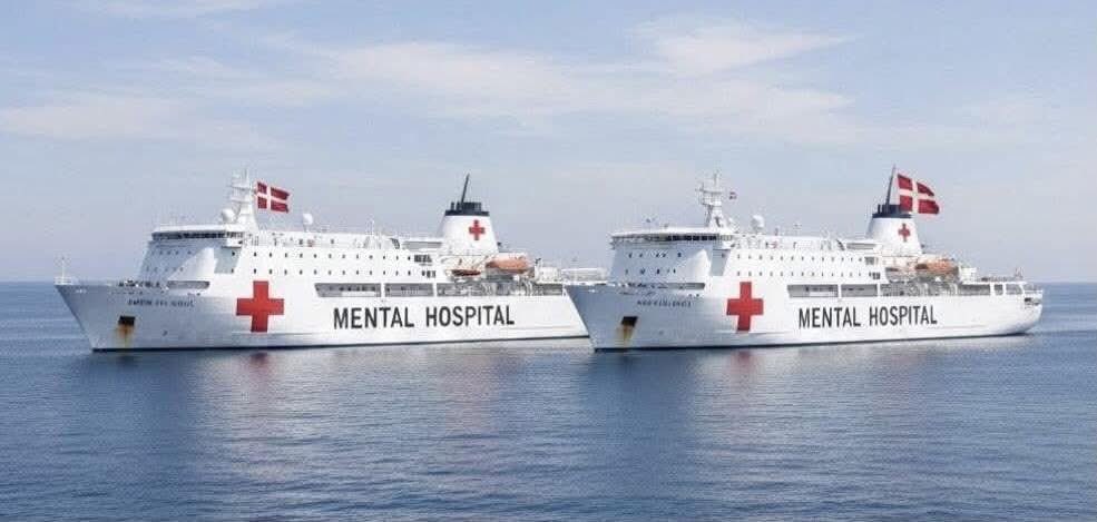 Breaking: Denmark is sending two #psychiatric #hospital ships to the USA to examine the American president. <a href="/realDonaldTrump/">Donald J. Trump</a> 
One clearly wasn’t enough. You’re welcome.
#GOV #breakingnews #mentalhealth