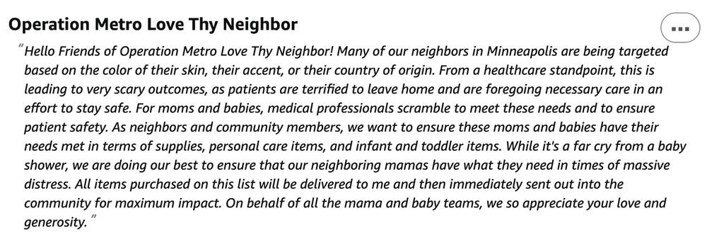 realLandsEnd's tweet photo. There's a drop off in newborn donations in Minneapolis. Birth workers seeing small/early babies due to stress/food insecurity—ICE hasn't stopped—families still desperate &amp; need support. If you're able, here is a wishlist compiled by folks doing mutual aid https://t.co/LbohytccSU https://t.co/WONdPKHVkV