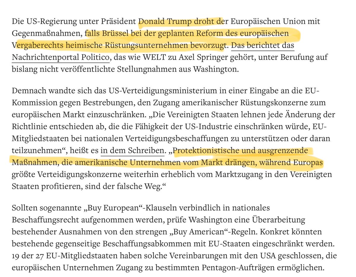 Tja, was soll man dazu sagen?
Der protektionistischste Präsident der Welt ärgert sich über Protektionismus in Europa und droht mit Gegenmaßnahmen.
🙈