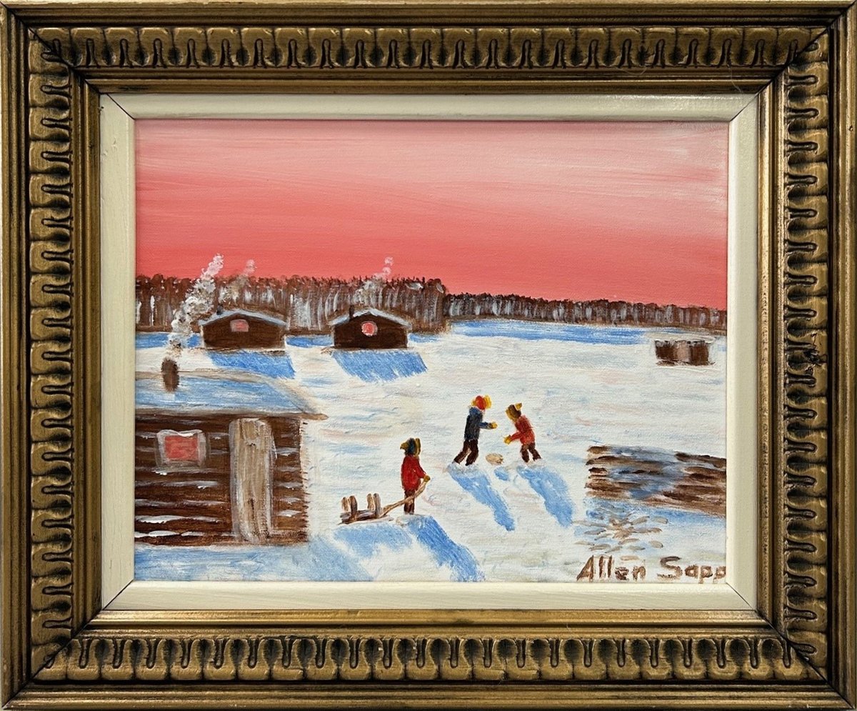 Allen Sapp oil on canvas 11" x 14"
Auction closing tonight at 7:30 p.m.
Allen Sapp, huile sur toile, 28 cm x 35 cm
Fermeture des enchères ce soir à 19 h 30.
coachhouseauctions.hibid.com/auctions