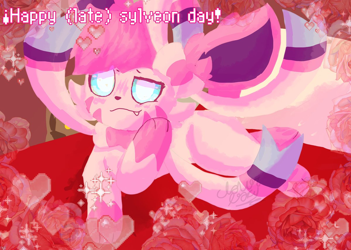 i was too tired yesterday so i couldn´t finish the drawing in time but anyways hope you enjoy this flirty silvi

#sylveonday #sylveon #Eevee #eeveelution #pokemonart #pokemonfanart
