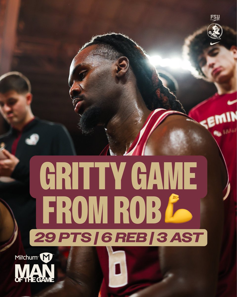 FSUHoops's tweet image. Clutch in Clemson. McCray V drops 29 and seals it – Mitchum Man of the Game.

#connected | @Mitchum