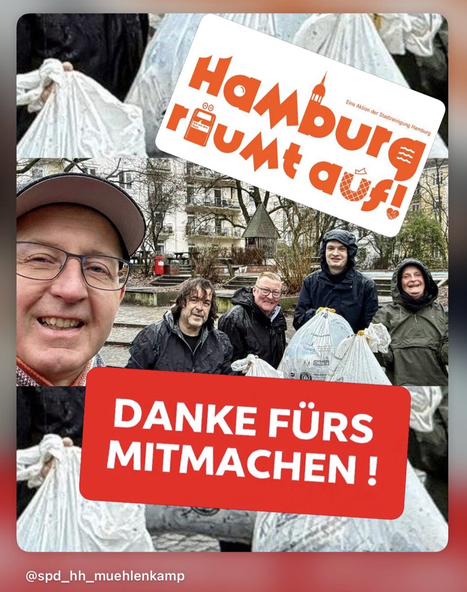 Aktion der Stadtreinigung „Hamburg räumt auf.“ Der Distrikt Mühlenkamp-Jarrestadt war natürlich dabei. 

#spdhamburg #spdhamburgnord