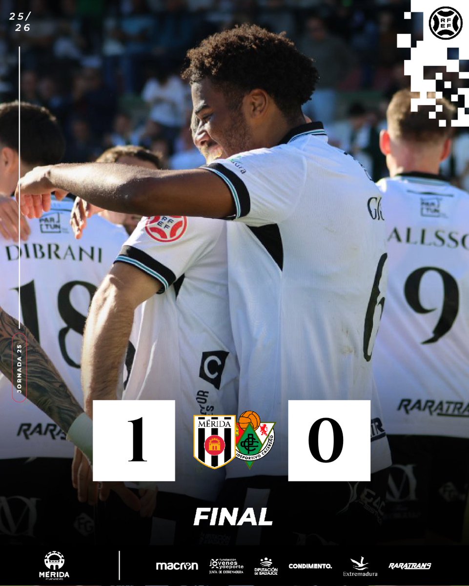 ✅ ¡FINAL! ¡FINAL! ¡FINAL! ¡Victoria en el #DerbiExtremeño! ⚔️🛡️

🔝 ¡𝐄𝐐𝐔𝐈𝐏𝐎 𝐘 𝐀𝐅𝐈𝐂𝐈𝐎́𝐍! 

<a href="/Merida_AD/">A.D. Mérida</a> 1-0 <a href="/CPCacerenoSAD/">CP Cacereño 🟢🐉</a> 

⚽️ Hallsson 

#MéridaCacereño 
#DerbiExtremeño