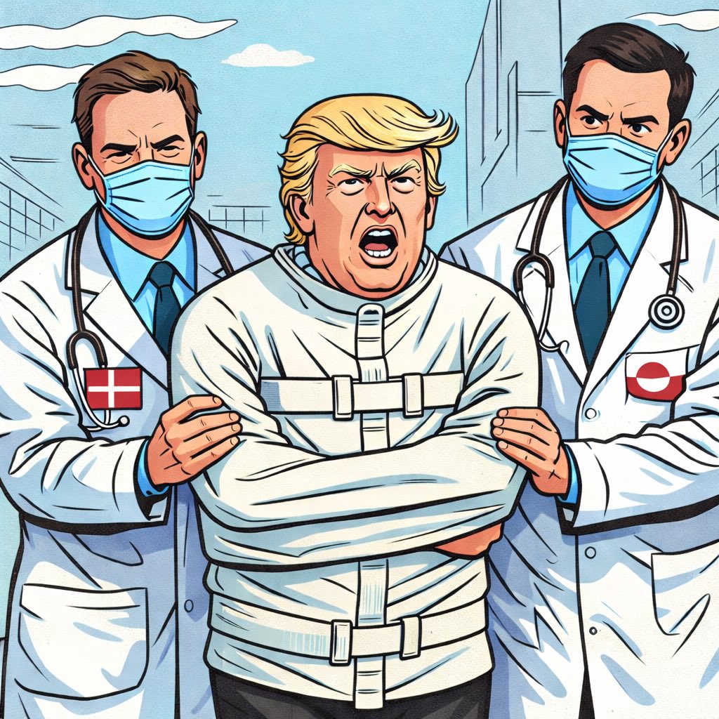 Breaking: Doctors from #Denmark and #Greenland have picked up the American president <a href="/realDonaldTrump/">Donald J. Trump</a> and are escorting him back to the hospital ships for examination.
Two ships. Just in case.
#BreakingNews #WorldPolitics #GOV