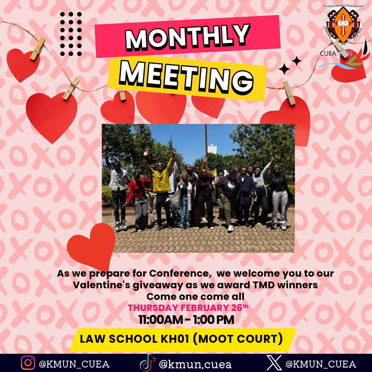 cuea_mun's tweet photo. Hey guyyysss❤️
As we prepare for Conference,  let's meet on Thursday 26th to have our Valentine's giveaway for conference tickets and as we award TMD winners 🥳🤩
Come one come all💕 https://t.co/mHoj6c68kW