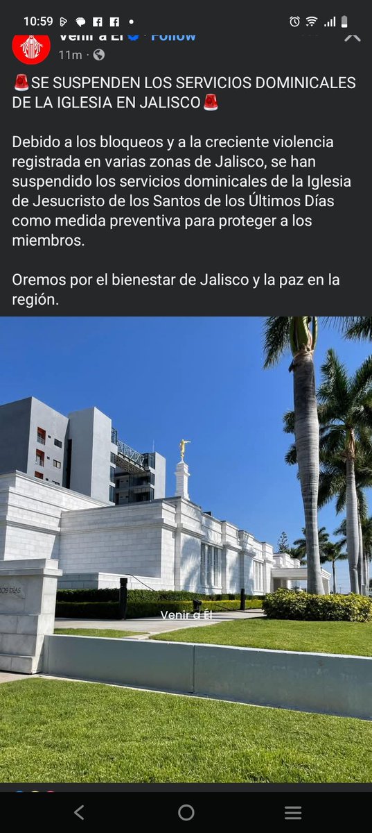 badtothebone124's tweet photo. Church of Jesus Christ in Jalisco state SUSPENDS all Sunday services until further notice due to a rise in cartel violence.
Jalisco has Puerto Vallarta and the second biggest city in the country, Guadalajara. Guadalajara is a upcoming venue for the FIFA World Cup.
#PrayforMX https://t.co/WWJvD6mC8l
