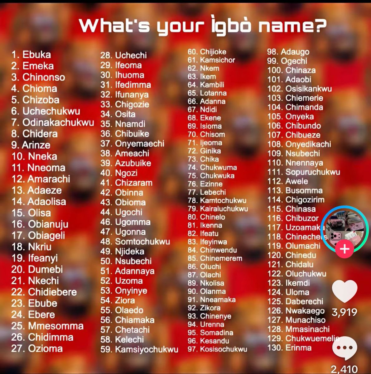 What’s your igbo name ??