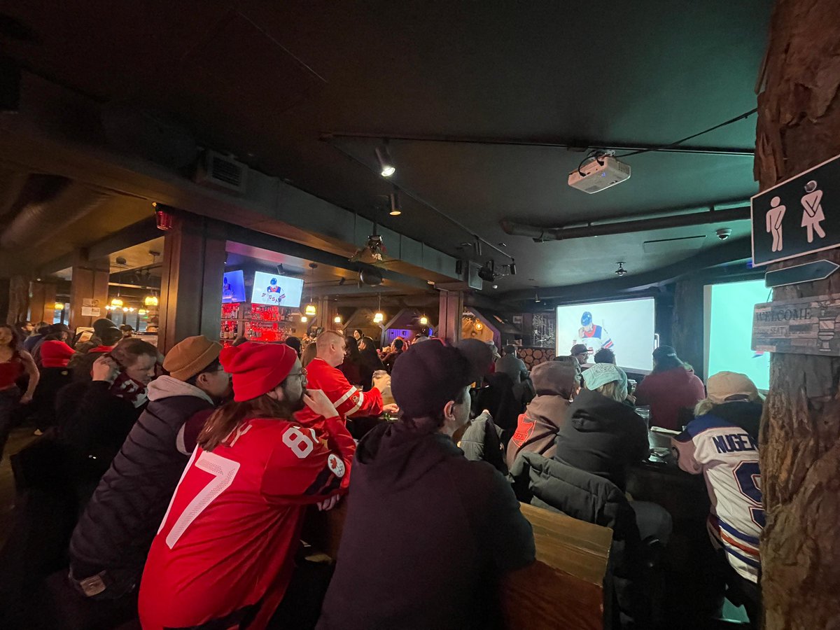 What a morning at The Cabin. A massive thank you to everyone who came out early, wore their jerseys, and brought the noise for Team Canada 🇨🇦 

We’re proud of the boys and even prouder of the best fans in YEG for showing up like this.

Come on by to celebrate tonight at the Cabin