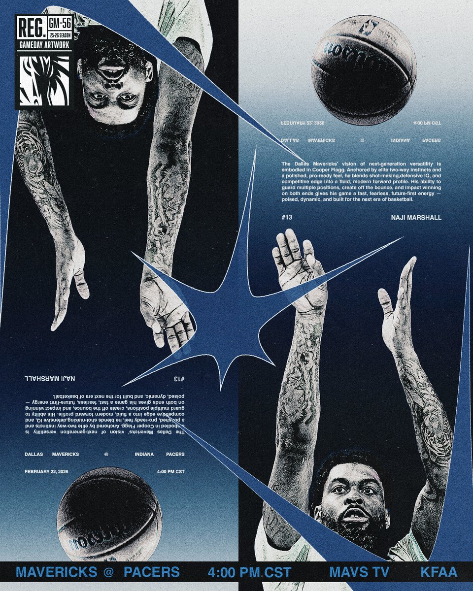 Sunday matinée in Indy.
🆚 @pacers
⌚ 4PM CT
📺 KFAA & MavsTV
📻 97.1 FM and 99.1 FM