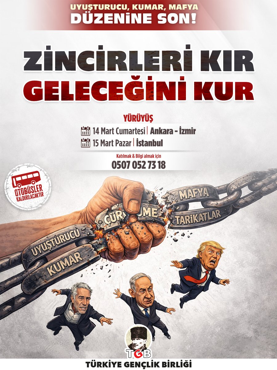 ZİNCİRLERİ KIR GELECEĞİNİ KUR! 🇹🇷

Uyuşturcu, kumar, mafya, çeteler ve tarikatlardan temizlenmiş bir Türkiye için ayağa kalk.

Toplumun birliğini ve Türkiye'nin geleceğini hedef alan bu çürümüş düzene son verelim! #ZincirleriKır

Anketimize katılmak için⬇️
forms.gle/A6xA9cpya6dci7…