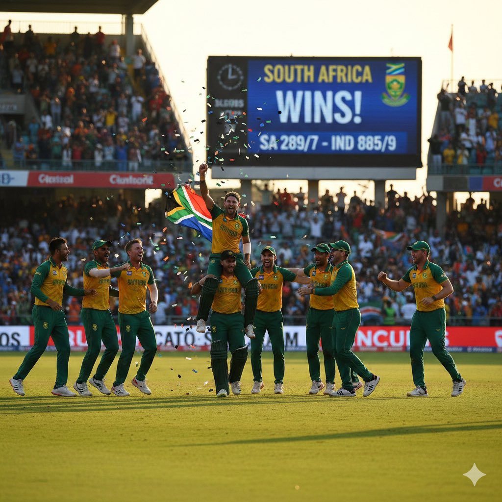 meryalfazz's tweet photo. The Powerhouse: "Green, Gold, and Pure Glory. A clinical performance to take down the giants! 🇿🇦🔥 #ProteasFire #SAvIND #CricketKingdom https://t.co/9968JQbufE