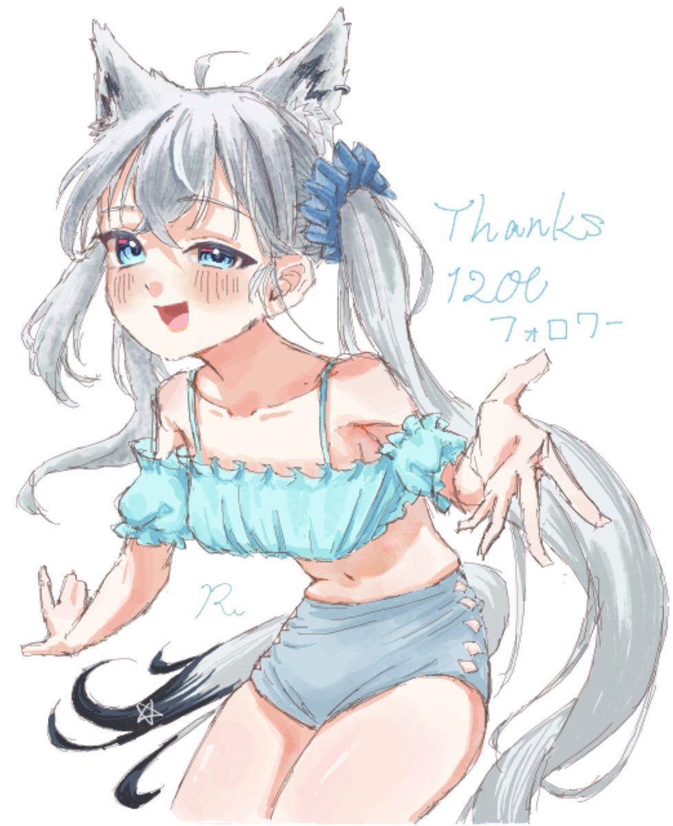 1200人突破記念で水着な🌽描きました #絵フブキ