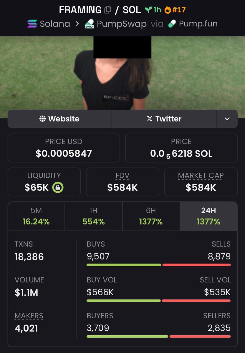 FomoChemist's tweet image. $45K to $584K Mcap in $FRAMING – an impressive 12.97x returns. 

Thanks to the expert strategies and successful copy trading setups. 🚀

#framing #memecoin #solana