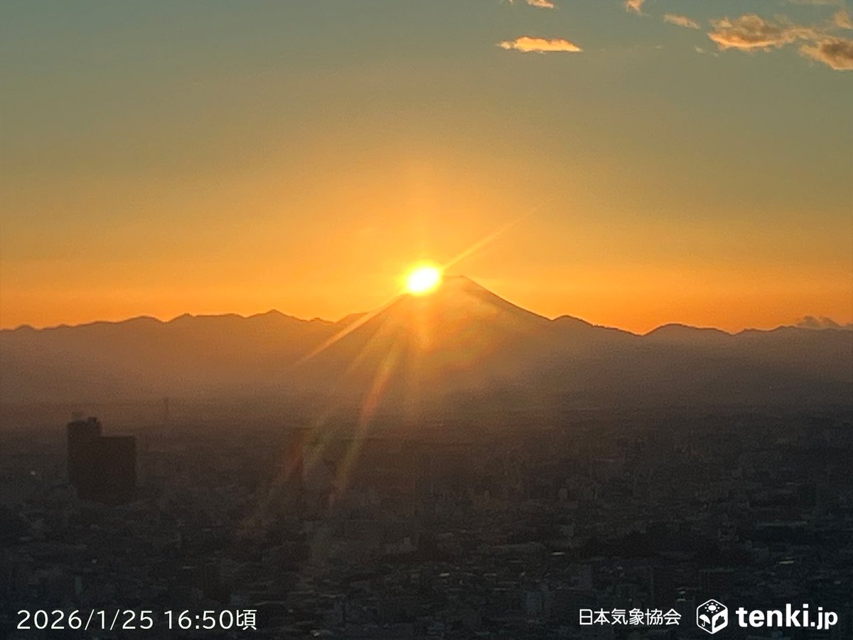 沈む太陽は見えたけど富士山は見えずでした。またキャロットタワーの