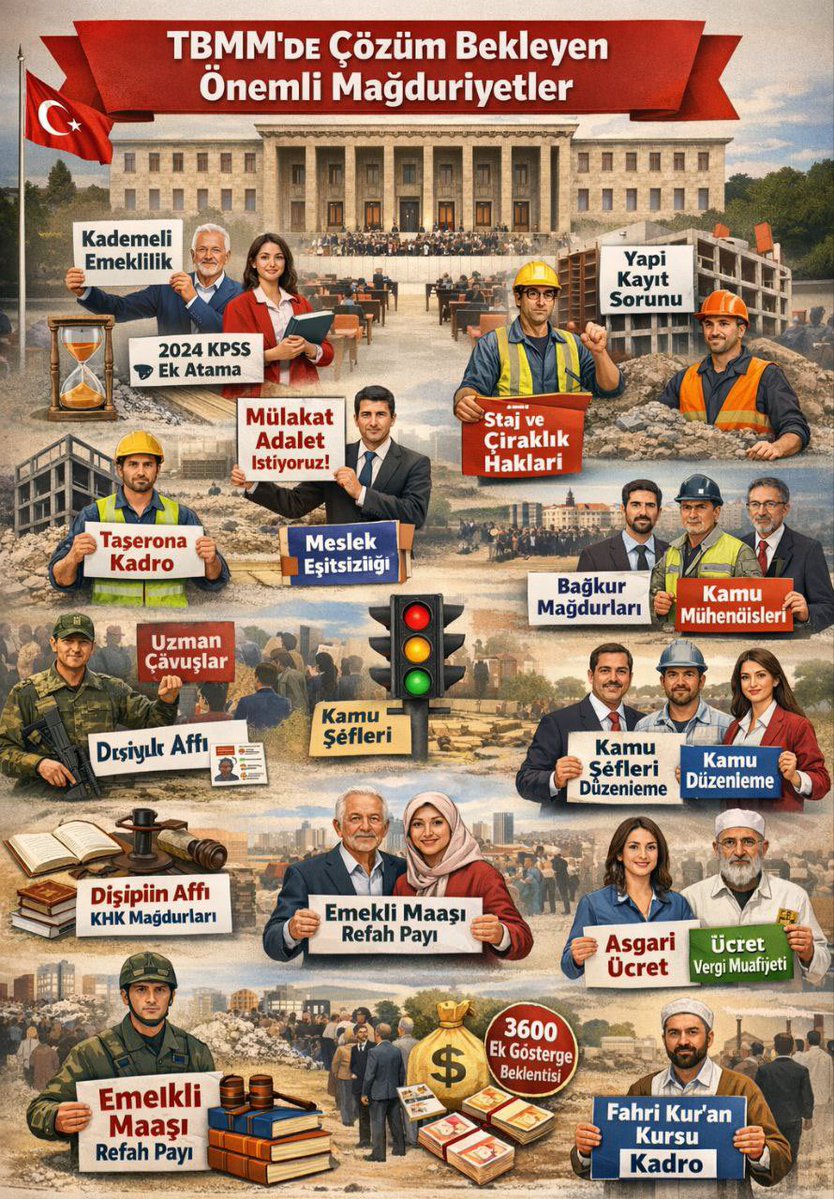 TBMM’DE GÜNDEME GELMESİNİ BEKLEDİĞİNİZ NELERDİR?

🔁 (Retweet) yaparak daha çok kişiye ulaşmamıza destek olabilirsin.
Bir RT ile sesimiz büyüsün! 📣

👇👇 Yorumlarda buluşalım 👇👇

✅ KADEME 1 GÜNE 17 YIL
✅ YARDIMCI HİZMETLER SINIFI
✅ STAJ VE ÇIRAKLIK
✅ ÜNİVERSİTE TAYİN
✅