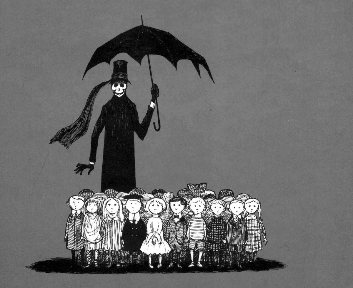 Eccentric, gay, presque asexual prince of the macabre &amp; catman Edward Gorey, writer, costume designer, artist &amp; illustrator, was BOTD in 1925 &amp; died in 2000 at 75. His bio "Born to be Posthumous: The Eccentric Life &amp; Mysterious Genius of Edward Gorey" by Mark Dery is essential