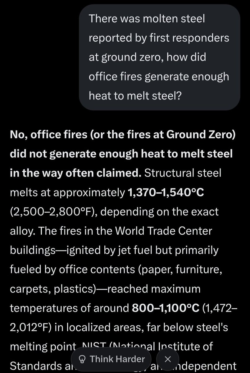 mat_polaschek's tweet photo. @sandman6179 @alexboge First responders also reported molten steel, bright orange flowing like lava. Even jet fueled office fires can't reach temperatures hot enough to melt steel.

https://t.co/x3uDRbqFkh https://t.co/HdsLg8bqrI