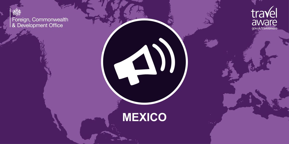 ⚠️ #Mexico Travel Advice update ⚠️

Security incidents have also been reported in other parts of Mexico.  As the situation develops, wherever you are in Mexico, you should stay alert and follow local security advice.

gov.uk/foreign-travel…