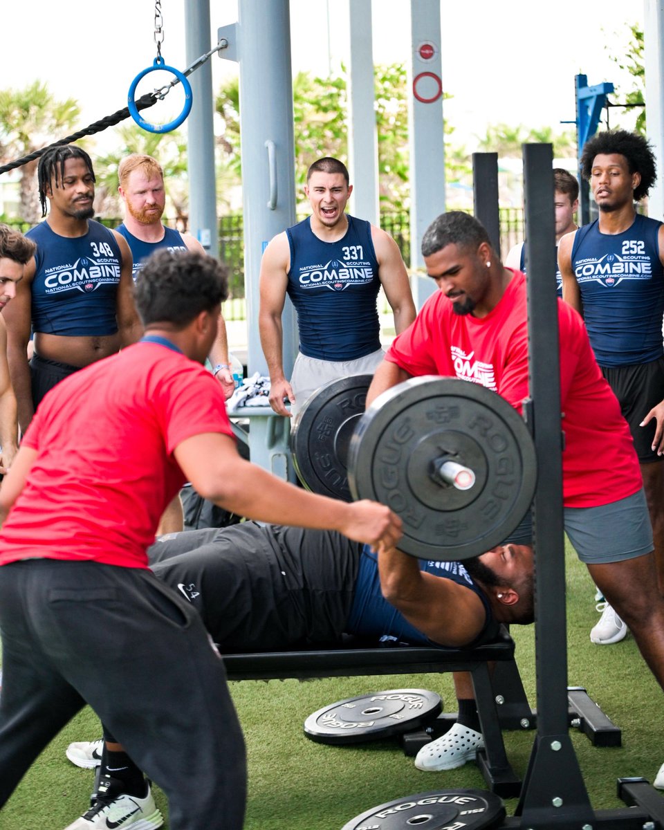 NSCombine's tweet image. When the bar gets heavy, character shows.

Every rep on that bench is a statement:
I’m ready.

This is the stage.
This is the moment.
This is the National Scouting Combine.

Photography by Movie Mike 
nationalscoutingcombine.com