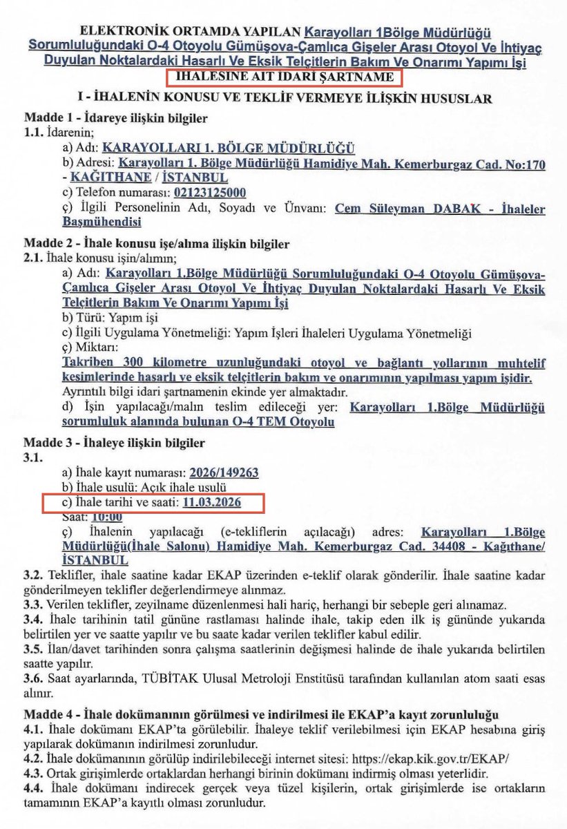 İşte AKP’nin özelleştirme takvimi❗️

25 yıllığına özelleştirme planı yapılan KGM Anadolu Otoyolu ve KGM Avrupa Otoyolu’yla ilgili;

2026 yılında yapılacak bakım ve onarım ihalelerine⬇️

🔴Özelleştirmeyle ilgili madde eklendiğini, 
🔴İhale konusu işlerin yapım sürelerinin 250