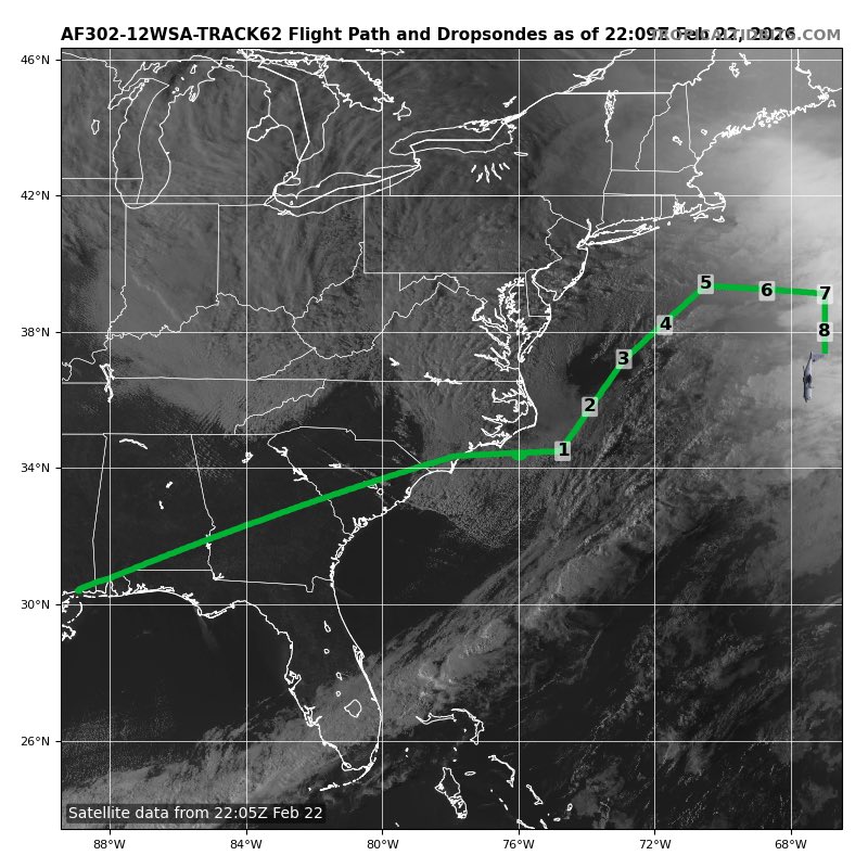 Hurricane Hunters are currently flying the developing Nor’easter. Collected observations will go into the 00z model suite. <a href="/53rdWRS/">Hurricane Hunters</a>