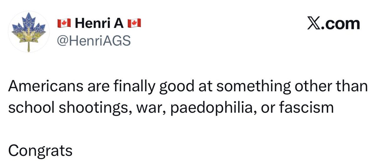 Canadians: “Americans are all so mean and classless after winning the gold medal.”

Also Canadians: