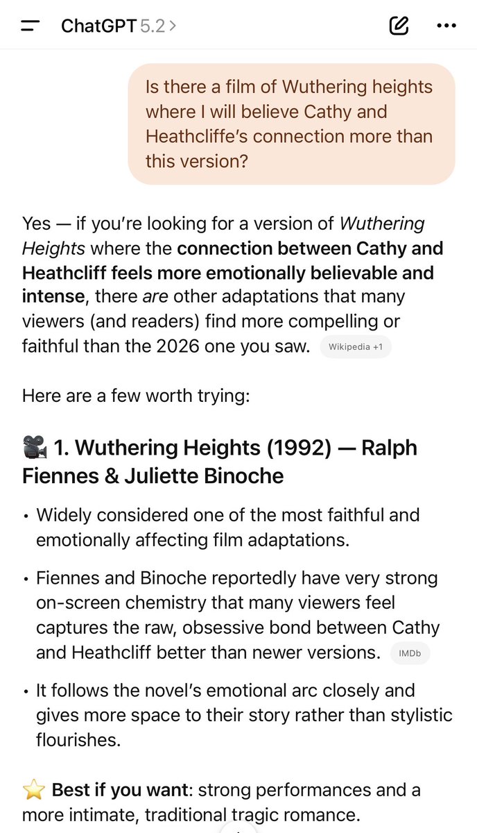 Been having a debrief with ChatGPT after watching Wuthering Heights at the cinema this eve